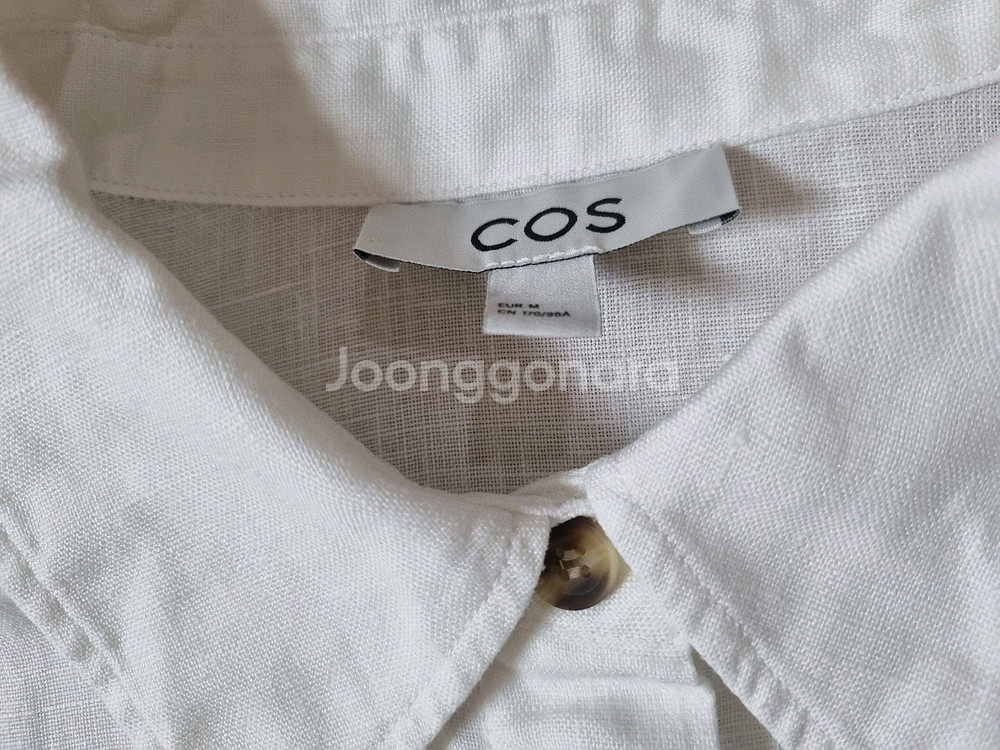 COS 화이트 린넨100% 셔츠 원피스--5