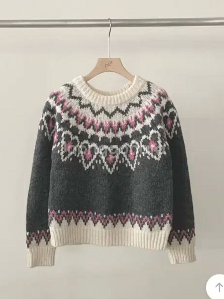 피터앤웬디 러브빔 자가드 니트 차콜--2