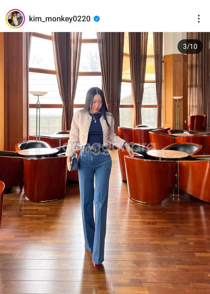 하이라이즈 와이드 데님 S사이즈 롱버전 연청 새상품--8