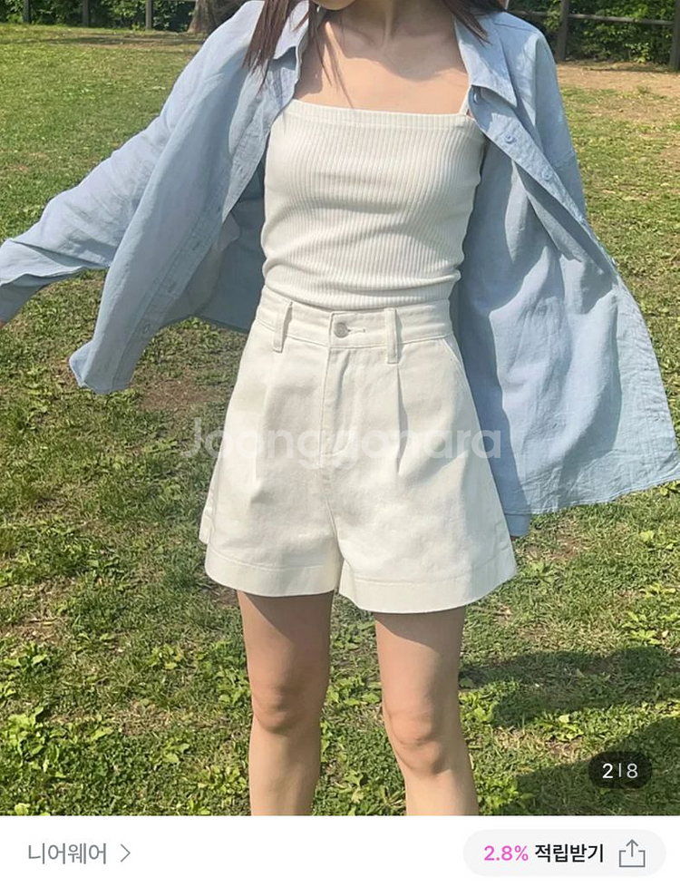 니어웨어 언유즈얼리 나인 코튼 하프팬츠 반바지--0
