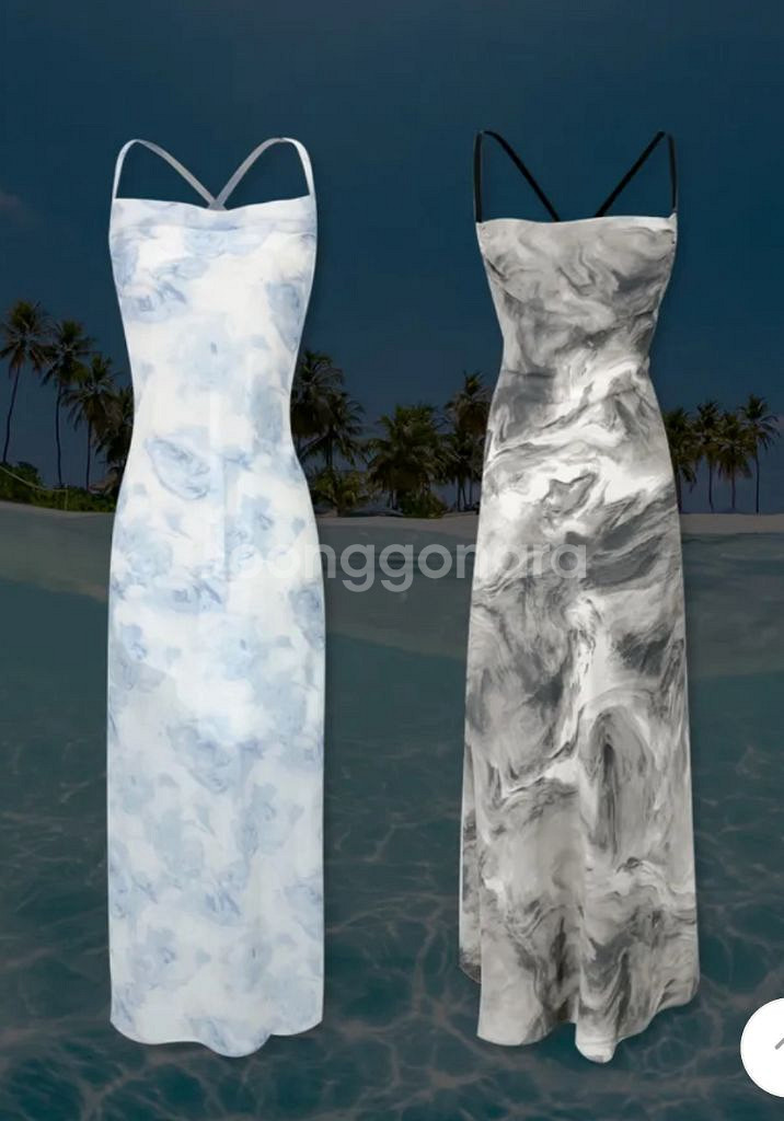 하이클래식 아쿠아 드레이프넥 원피스--4