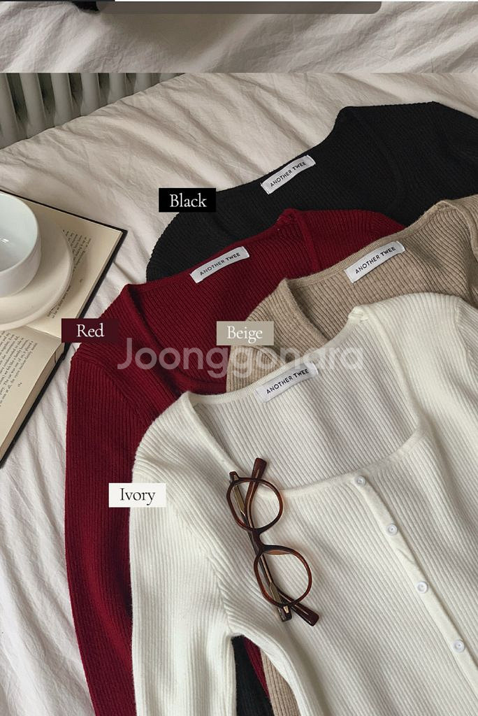 어나더트위 베니비 골지 스퀘어 니트 아이보리--2