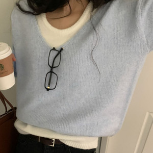 나이니 프롤리 여리핏 브이넥 긴팔 니트 나시 레이어드