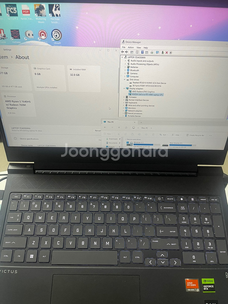RTX4060 노트북 묶음판매 보증남음,영문자판--3