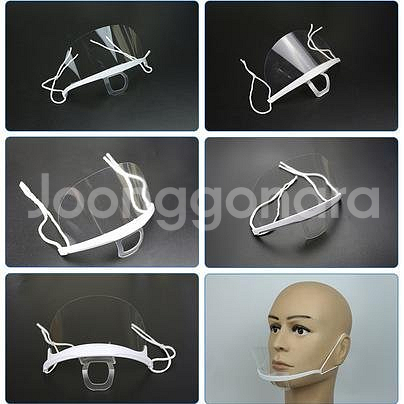 새 2개 1회용 투명 마스크 주방 침 방지 위생 급식--1