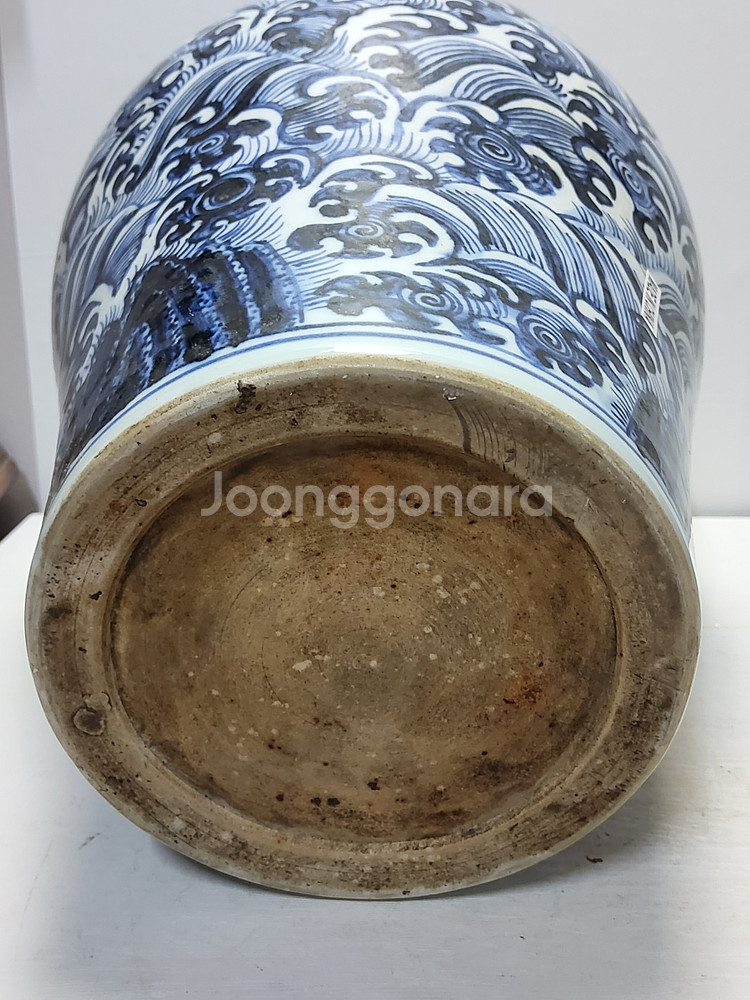 초대형 명대 파도문 청화백자 매병 높이40cm--3