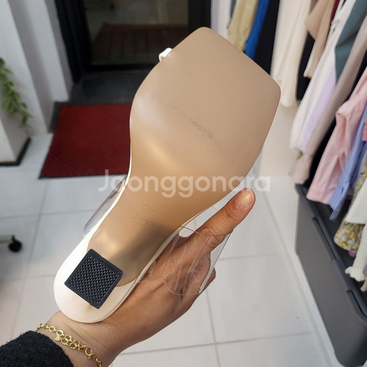 투명 뮬 쪼리 슬리퍼 스퀘어 뮬 힐 10cmㅡ무배--4