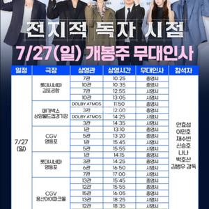 [CGV용산] 7/27(일) 전지적 독자 시점 무대인사