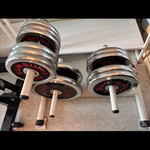 바벨. 역기. 크롬 중량원판 및 거치대. 홈트.헬스.