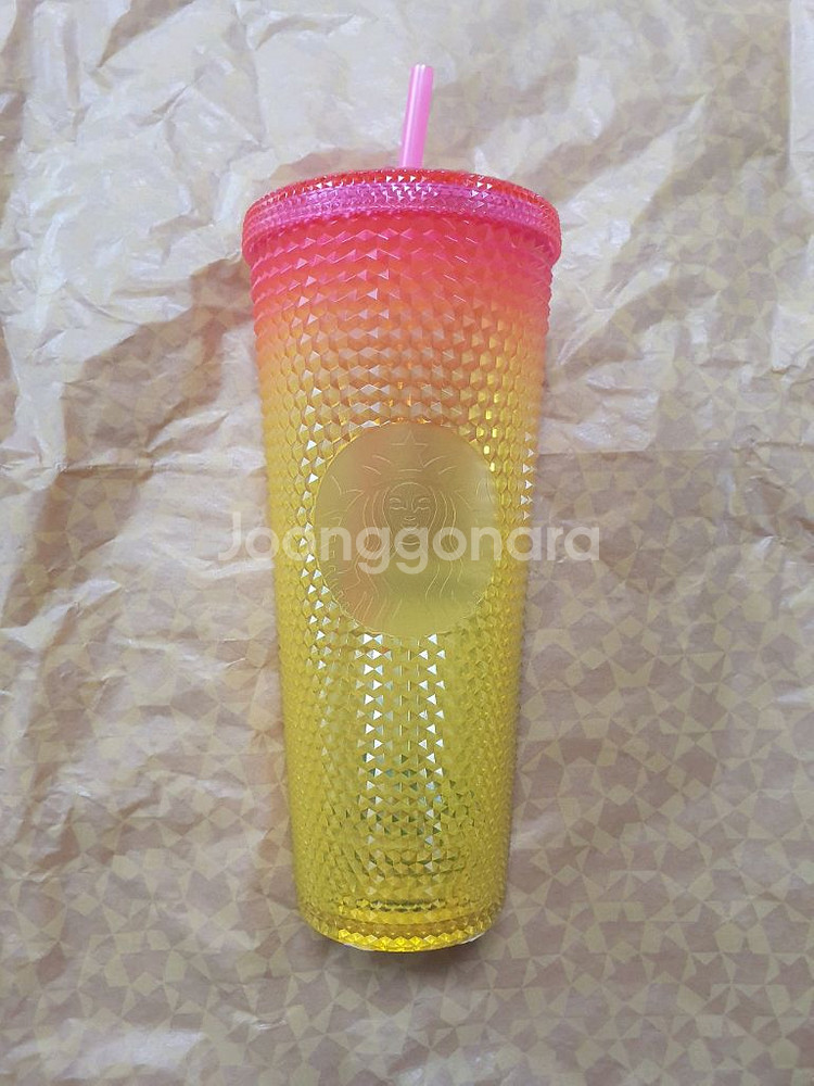 스타벅스 콜드컵 서머 스터드 핑크옐로 710ml 새상품--0