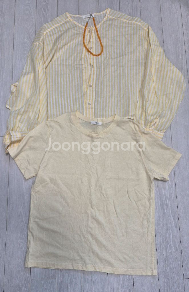 최종!!로즈베이 폴린느 셔츠 거즈면 옐로우.외,--9