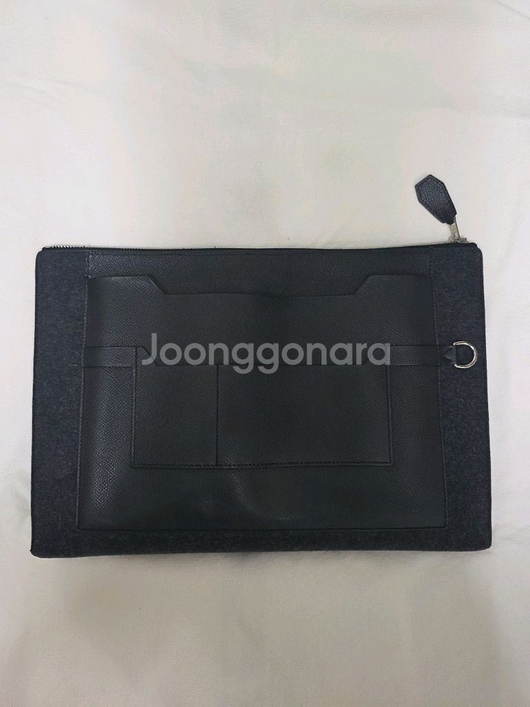 에르메스 캐시미어 가죽패치 클러치 정품--0