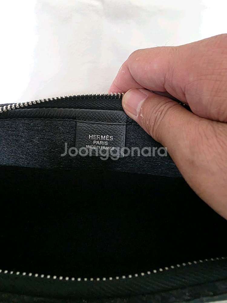 에르메스 캐시미어 가죽패치 클러치 정품--3