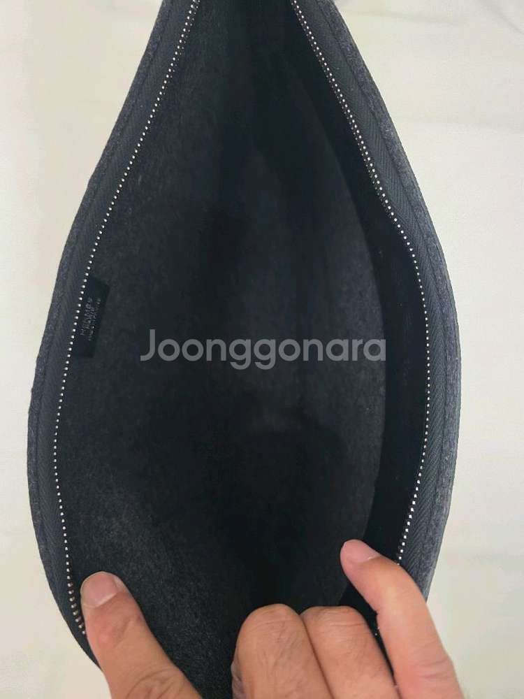 에르메스 캐시미어 가죽패치 클러치 정품--2