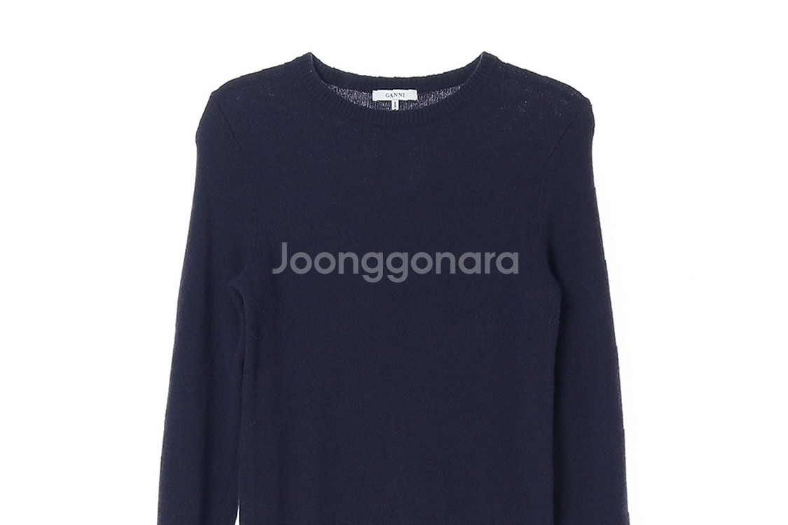 [S]GANNI가니 울야크 네이비 니트 롱 플레어 원피--1