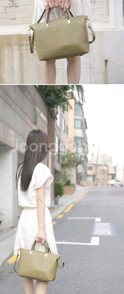 브루노말리 투톤 가죽토트겸 숄더백--5
