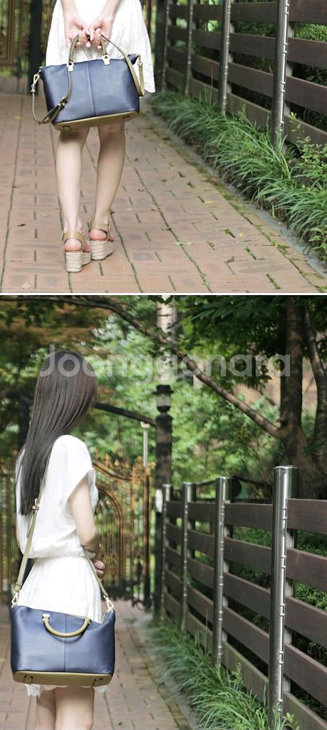 브루노말리 투톤 가죽토트겸 숄더백--6