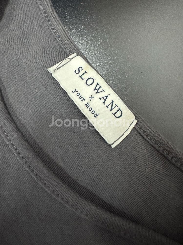 여성 슬로우앤드 빈티지 무지 크롭 반팔 티셔츠--2