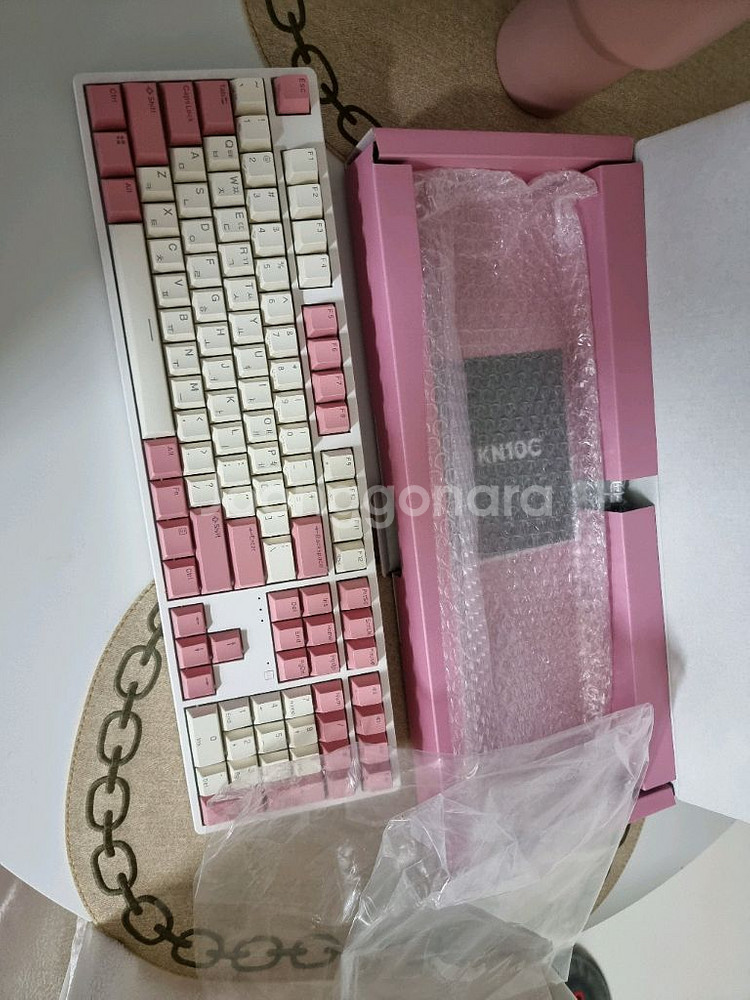 미사용새상품) 앱코 무접점 키보드 KN10C 핑크키보드--6