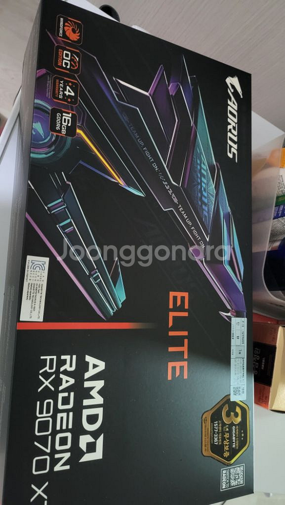 기가바이트 어로스 9070xt 엘리트 보증29년3월--0