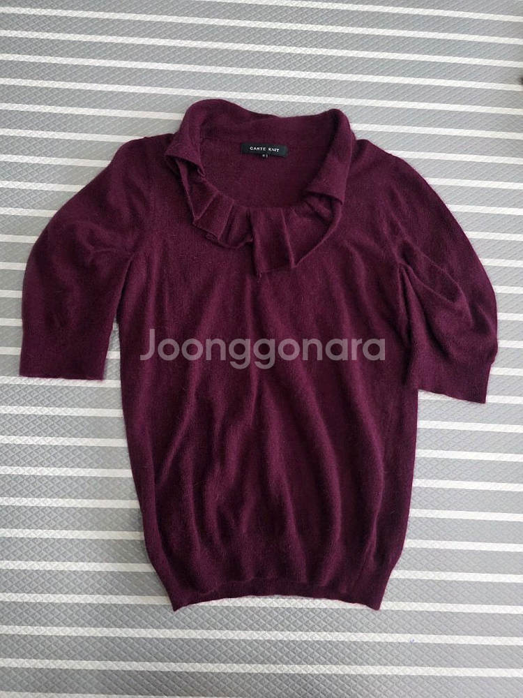 CARTE KNIT 버건디 반팔 퍼프소매 니트--0
