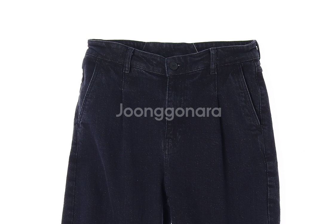 [L]자라 W32 진청 핀턱 와이드 데님 진 청바지--1