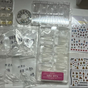 (일괄)젤네일 연장 팁 스티커 파츠 큐빅