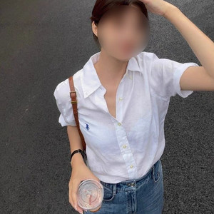 (새상품)폴로 보이즈 린넨 반팔 셔츠 화이트 L(55)