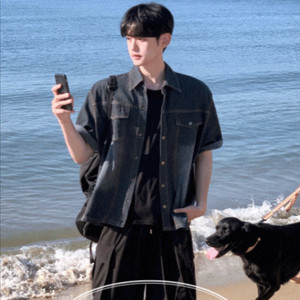 오텀 크롭 데님 셔츠