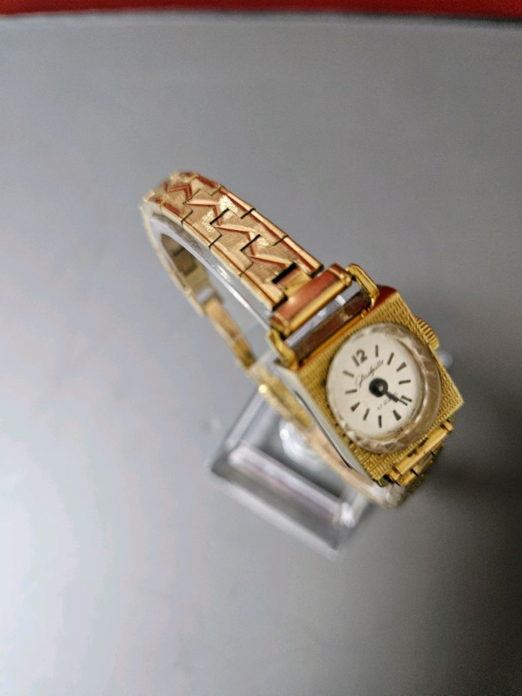 빈티지 글라슈테올금장 여성용 수동 태엽 메탈 시계--1