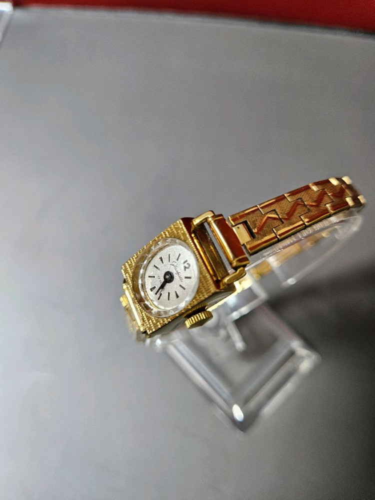 빈티지 글라슈테올금장 여성용 수동 태엽 메탈 시계--4