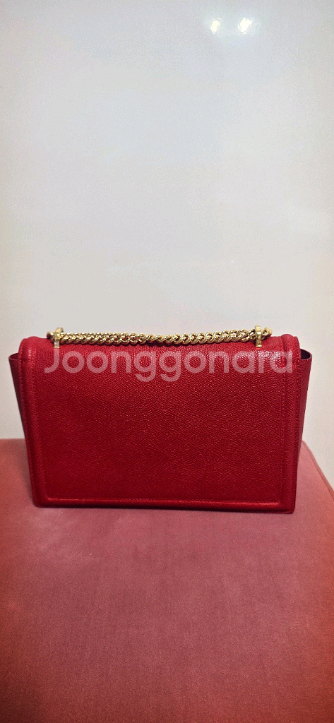 페레가모 금장 레드 체인백--3