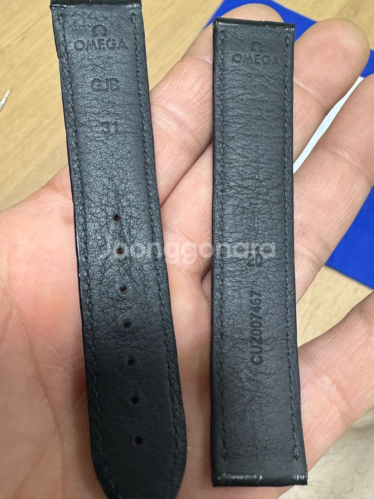 오메가 문워치 정품 악어가죽 블랙20mm--1