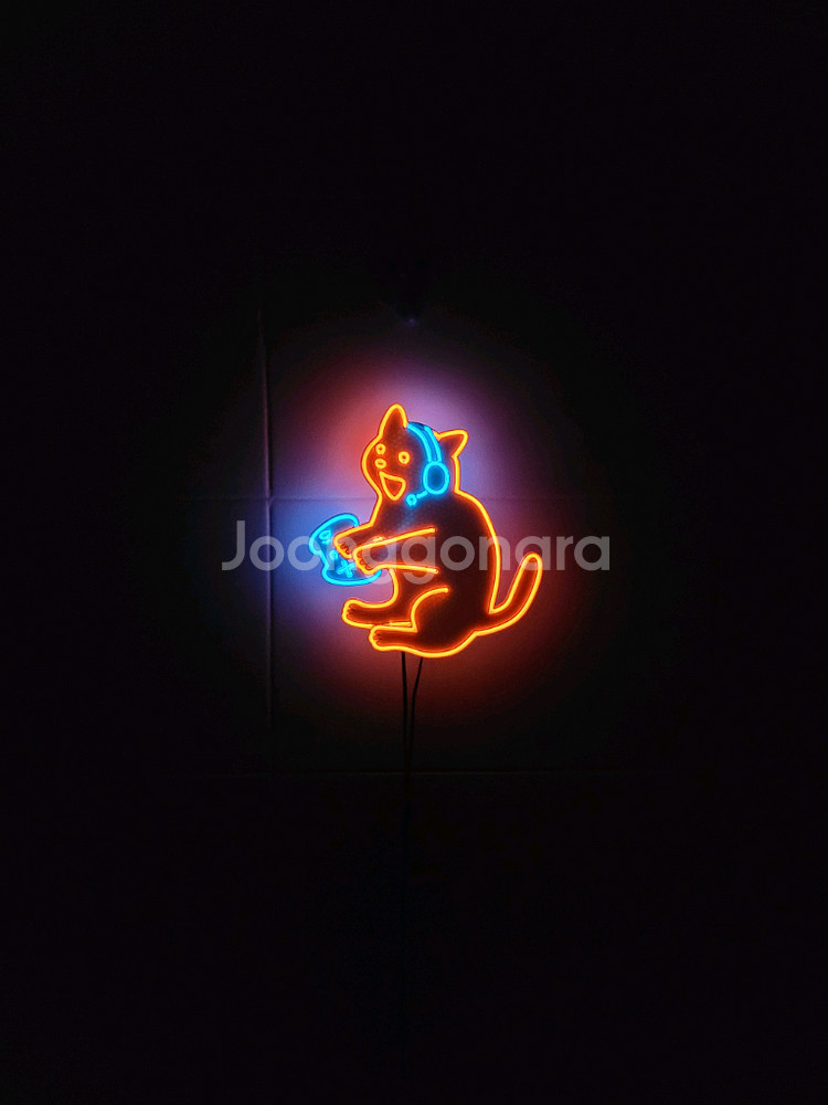 네온사인 고양이 게임 게이머 led 조명--2