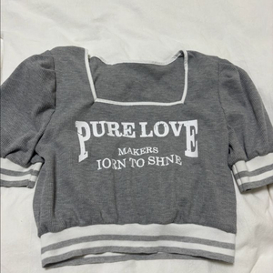크롭 회색 퍼프 반팔티(F) size 새상품