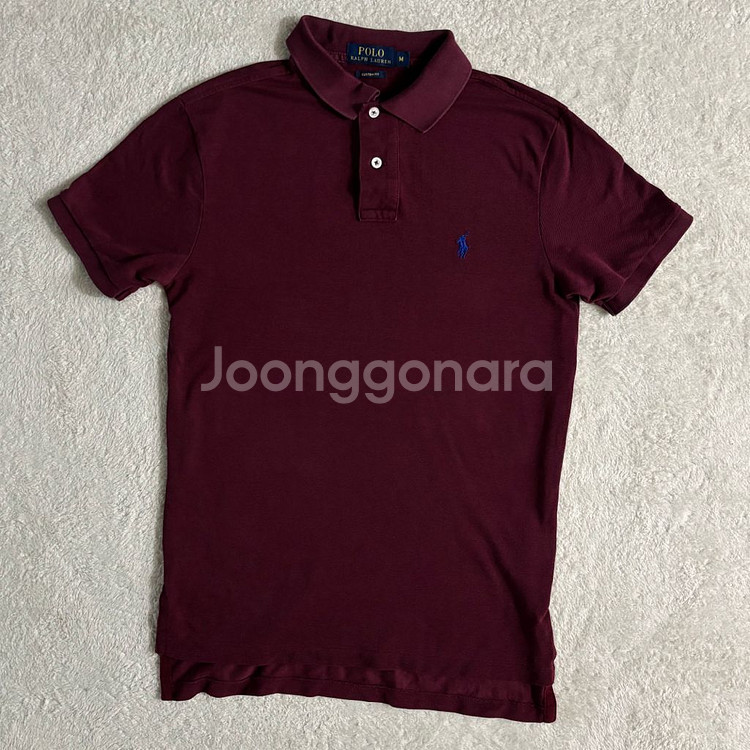 폴로 랄프로렌 버건디 블루로고 카라 반팔티--0