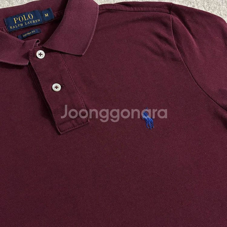 폴로 랄프로렌 버건디 블루로고 카라 반팔티--1