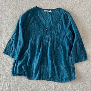 일본빈티지 COCOTTEIER 블루 블라우스