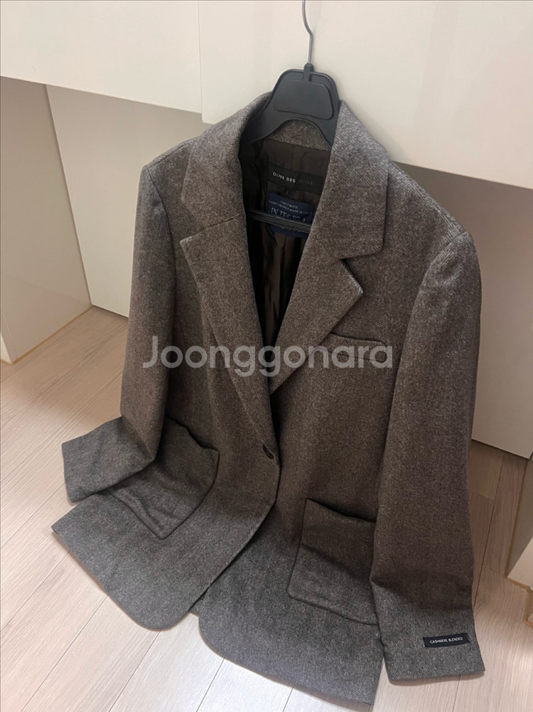 올리브데올리브 울 캐시미어 헤링본 아웃포켓 자켓 숏코트--0