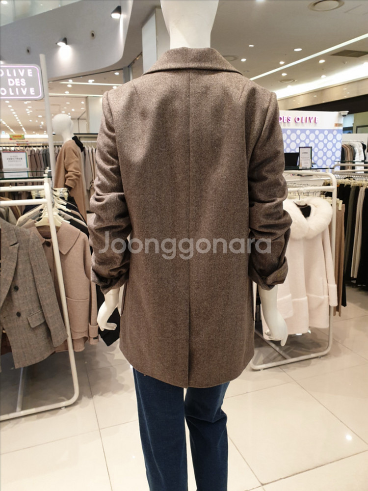 올리브데올리브 울 캐시미어 헤링본 아웃포켓 자켓 숏코트--3