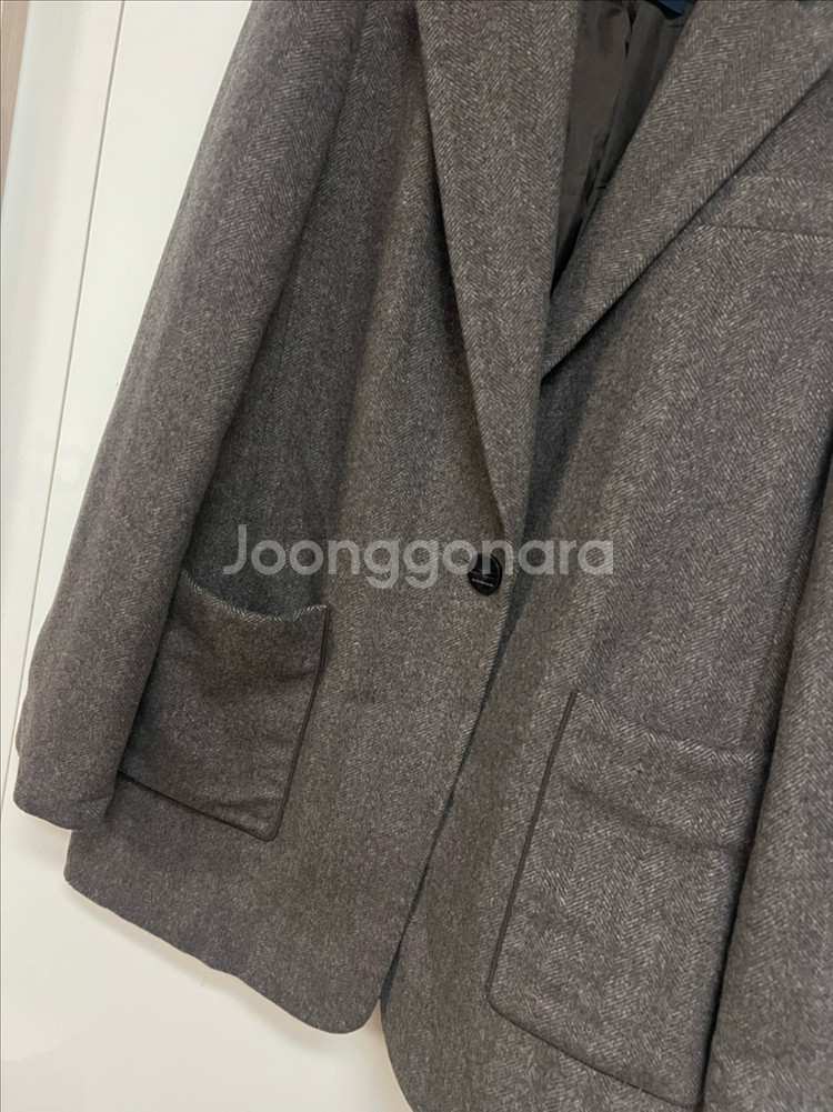 올리브데올리브 울 캐시미어 헤링본 아웃포켓 자켓 숏코트--5