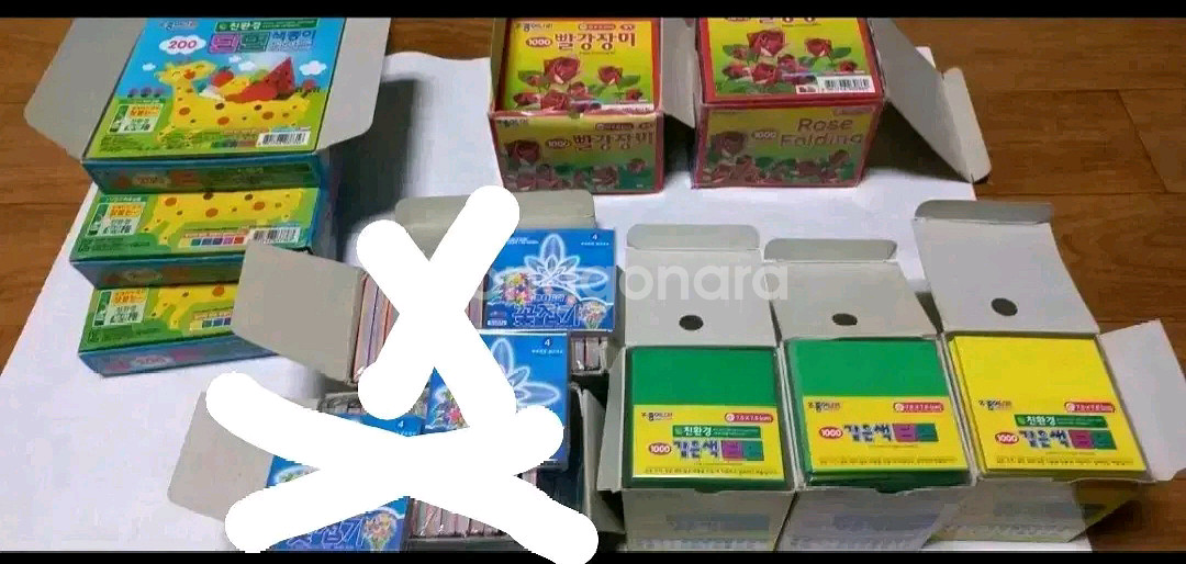 사진제품 일괄) 색종이 빨강장미접기 등--0