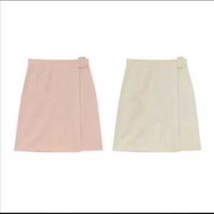 2XL 린넨 사각 버클 랩스커트
