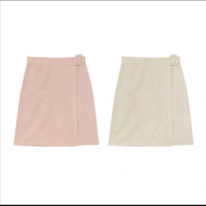 2XL 린넨 사각 버클 랩스커트
