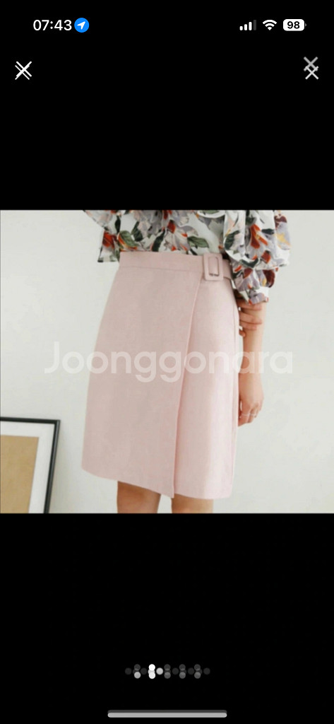 2XL 린넨 사각 버클 랩스커트--1