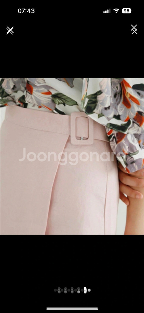 2XL 린넨 사각 버클 랩스커트--4