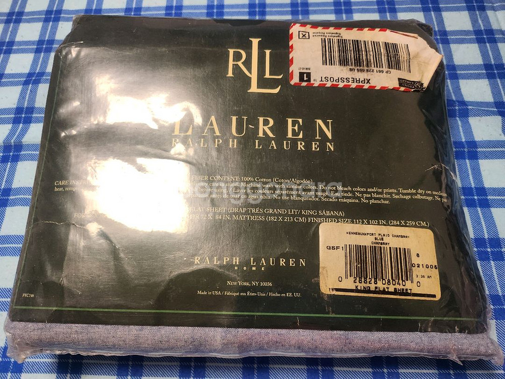 랄프로렌 USA 이불 (쳬크 샴브레이 킹 플랫)--1