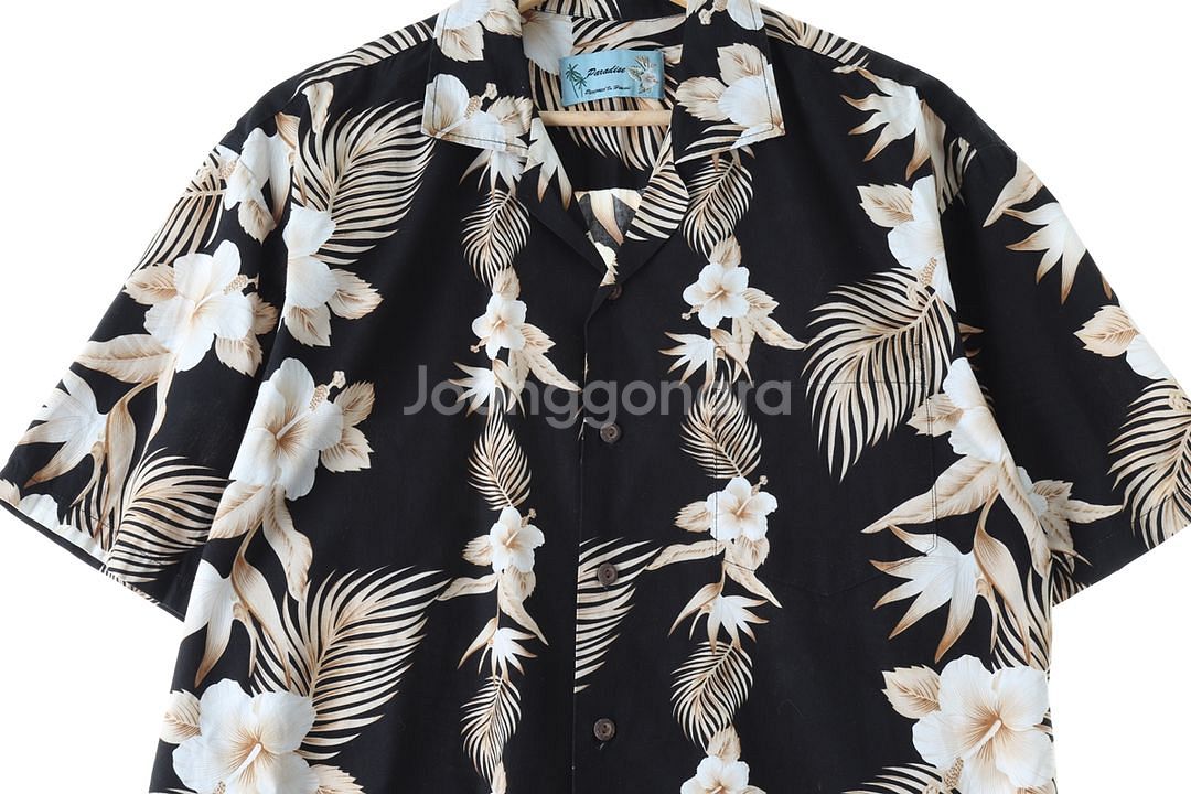 (XL-2XL) 브랜드빈티지 반팔셔츠 남방 블랙--1