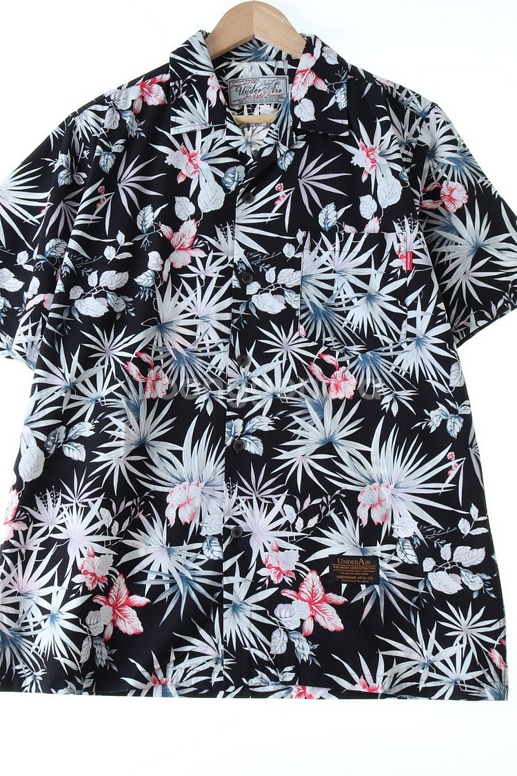 (L-XL) 브랜드빈티지 반팔셔츠 남방 블랙 하와이안--0