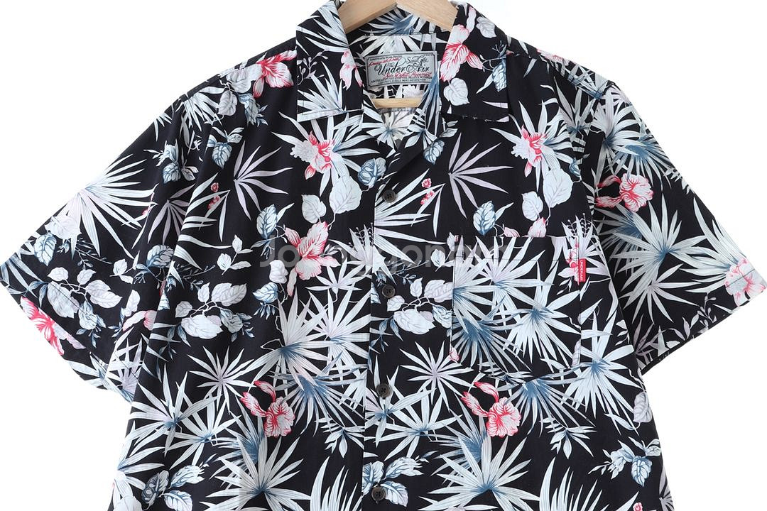 (L-XL) 브랜드빈티지 반팔셔츠 남방 블랙 하와이안--1